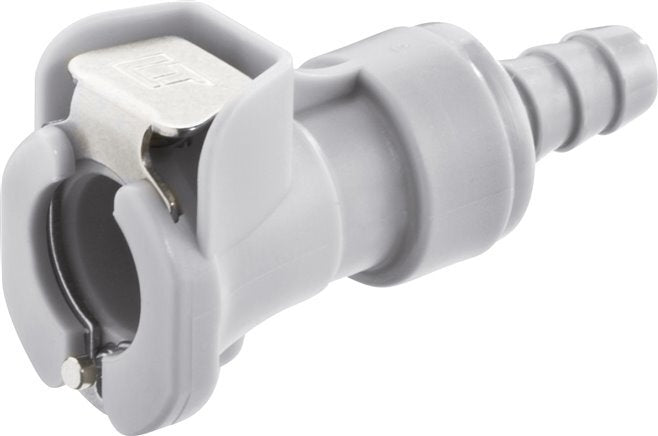 PP DN 6.4 Linktech Coupling Socket 6.4 mm Hose Pillar Double Shut-Off Grey 40 Series