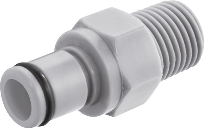 PP DN 6.4 Linktech Coupling Plug 1/4 inch Male NPT Threads Grey 40 Series