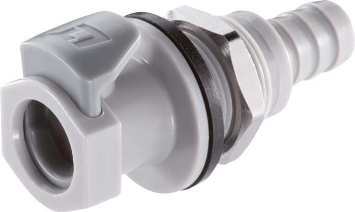 PP DN 6.4 Linktech Coupling Socket 6.4 mm Hose Pillar Bulkhead Double Shut-Off 50 Series
