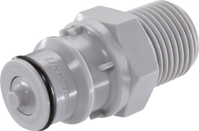 PP DN 9.5 Linktech Coupling Plug 3/8 inch Male NPT Threads Double Shut-Off 60 Series