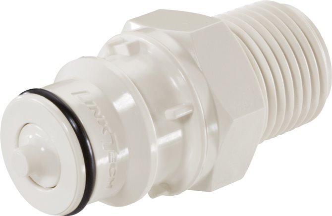 PSU DN 9.5 Linktech Coupling Plug 3/8 inch Male NPT Threads Double Shut-Off 60 Series