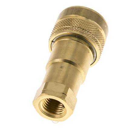 Brass DN 6.3 Hydraulic Coupling Socket 1/4 inch Female NPT Threads ISO 7241-1 B D 14.2mm