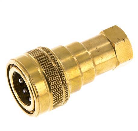 Brass DN 10 Hydraulic Coupling Socket 3/8 inch Female NPT Threads ISO 7241-1 B D 19.1mm