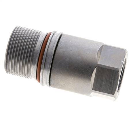 Steel DN 12.8 Flat Face Hydraulic Socket G 3/4 inch Female Threads ISO 16028 D M36 x 2
