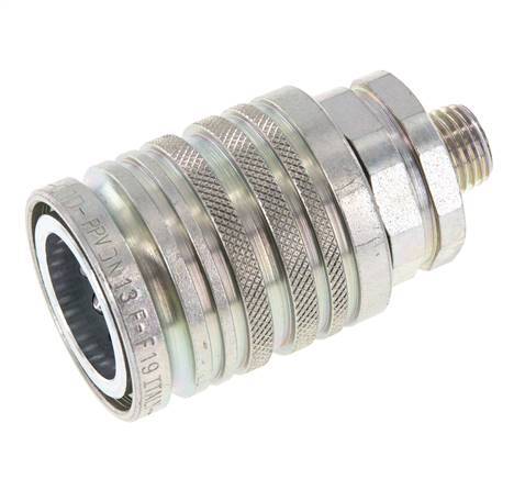 Steel DN 12.5 Hydraulic Coupling Socket 8 mm L Compression Ring ISO 7241-1 A/8434-1 D 20.5mm