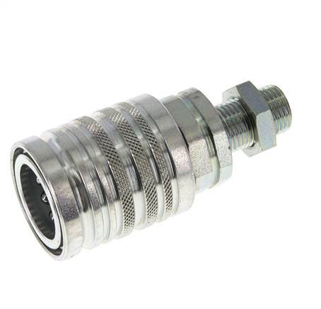 Steel DN 12.5 Hydraulic Coupling Socket 10 mm L Compression Ring Bulkhead ISO 7241-1 A/8434-1 D 20.5mm