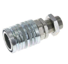 Acier DN 12.5 Coupleur hydraulique Manchon 15 mm L Anneau de compression Cloison ISO 7241-1 A/8434-1 D 20.5mm