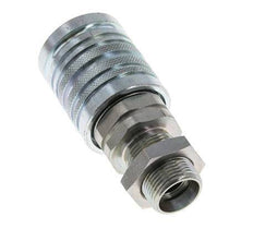 Acier DN 12.5 Coupleur hydraulique Manchon 15 mm L Anneau de compression Cloison ISO 7241-1 A/8434-1 D 20.5mm