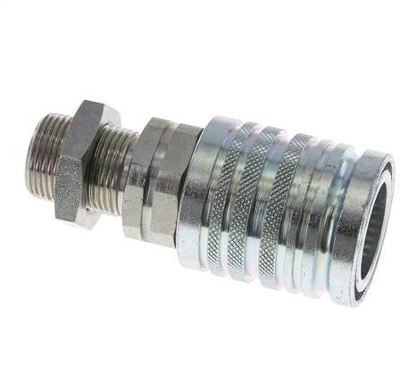 Acier DN 12.5 Coupleur hydraulique Manchon 15 mm L Anneau de compression Cloison ISO 7241-1 A/8434-1 D 20.5mm
