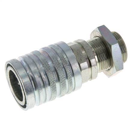 Acier DN 12.5 Coupleur hydraulique Manchon 18 mm L Anneau de compression Cloison ISO 7241-1 A/8434-1 D 20.5mm