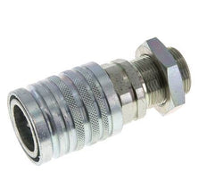 Acier DN 12.5 Coupleur hydraulique Manchon 18 mm L Anneau de compression Cloison ISO 7241-1 A/8434-1 D 20.5mm