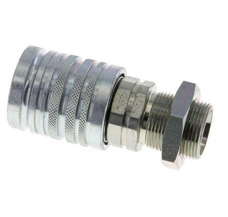 Steel DN 12.5 Hydraulic Coupling Socket 18 mm L Compression Ring Bulkhead ISO 7241-1 A/8434-1 D 20.5mm