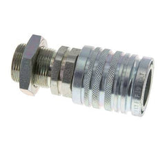 Acier DN 12.5 Coupleur hydraulique Manchon 18 mm L Anneau de compression Cloison ISO 7241-1 A/8434-1 D 20.5mm