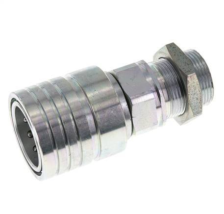 Steel DN 25 Hydraulic Coupling Socket 28 mm L Compression Ring Bulkhead ISO 7241-1 A/8434-1 D 34.3mm