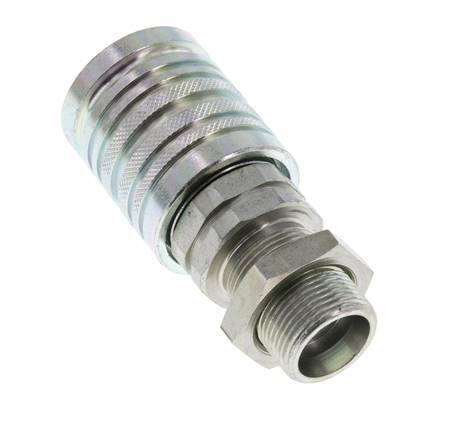 Acier DN 12.5 Coupleur hydraulique Manchon 16 mm S Bague de compression Cloison ISO 7241-1 A/8434-1 D 20.5mm