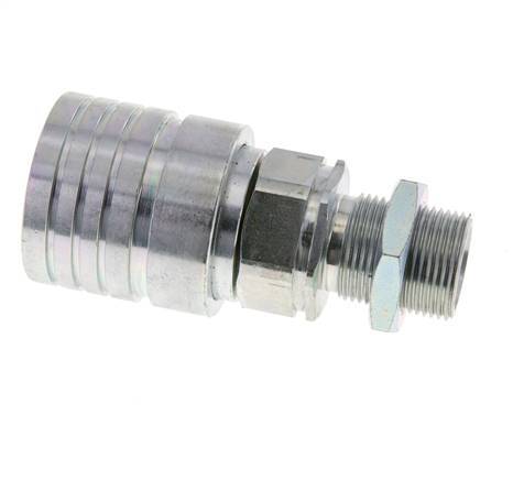 Steel DN 25 Hydraulic Coupling Socket 20 mm S Compression Ring Bulkhead ISO 7241-1 A/8434-1 D 34.3mm