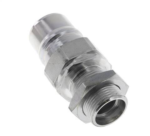 Acier Coupleur hydraulique DN 25 Bouchon 22 mm L Anneau de compression Cloison ISO 7241-1 A/8434-1 D 34.3mm