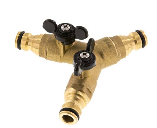 Robinet à boisseau sphérique en laiton 3x pour tuyau d'arrosage