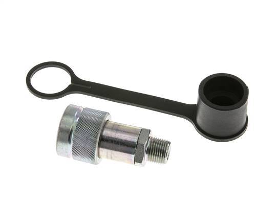 Coupleur hydraulique en acier à douille 3/8 pouces à filetage mâle NPT Capuchon anti-poussière