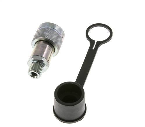 Coupleur hydraulique en acier à douille 3/8 pouces à filetage mâle NPT Capuchon anti-poussière