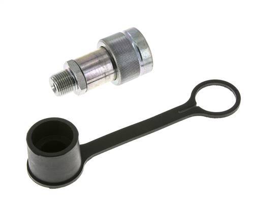Coupleur hydraulique en acier à douille 3/8 pouces à filetage mâle NPT Capuchon anti-poussière