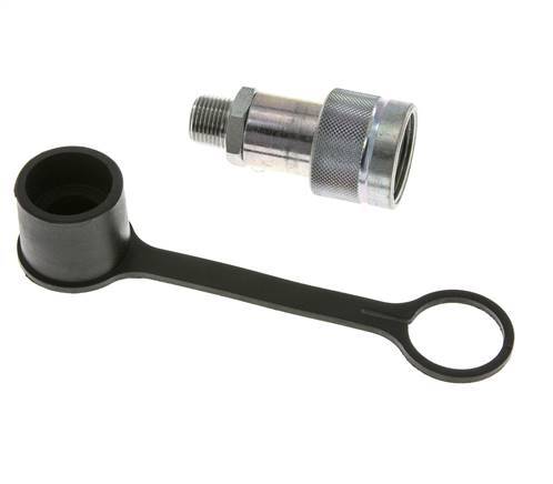 Coupleur hydraulique en acier à douille 3/8 pouces à filetage mâle NPT Capuchon anti-poussière