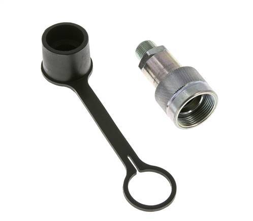 Coupleur hydraulique en acier à douille 3/8 pouces à filetage mâle NPT Capuchon anti-poussière