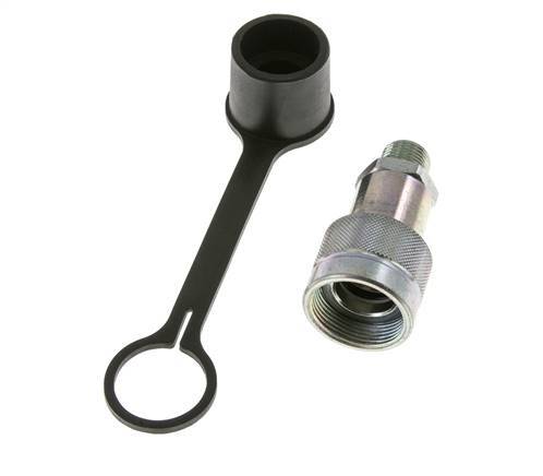 Coupleur hydraulique en acier à douille 3/8 pouces à filetage mâle NPT Capuchon anti-poussière