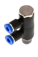 4mm x R1/8'' Manifold à 2 voies avec filetages mâles Laiton/PA 66 NBR Rotatif