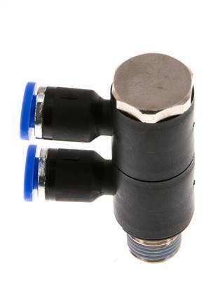 4mm x R1/8'' Manifold à 2 voies avec filetages mâles Laiton/PA 66 NBR Rotatif