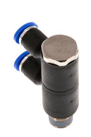 4mm x R1/8'' Manifold à 2 voies avec filetages mâles Laiton/PA 66 NBR Rotatif