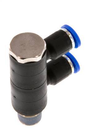 4mm x R1/8'' Manifold à 2 voies avec filetages mâles Laiton/PA 66 NBR Rotatif
