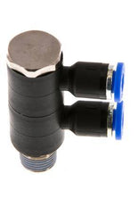 4mm x R1/8'' Manifold à 2 voies avec filetages mâles Laiton/PA 66 NBR Rotatif