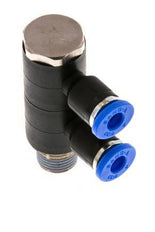 4mm x R1/8'' Manifold à 2 voies avec filetages mâles Laiton/PA 66 NBR Rotatif