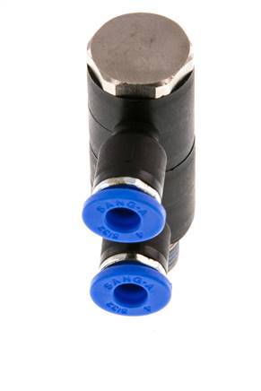 4mm x R1/8'' Manifold à 2 voies avec filetages mâles Laiton/PA 66 NBR Rotatif
