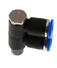 8mm x R1/8'' 2-way Manifold Push-in Fitting with Male Threads Brass/PA 66 NBR Rotatable