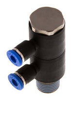 4mm x R1/4'' Manifold à 2 voies avec filetage mâle Laiton/PA 66 NBR Rotatif