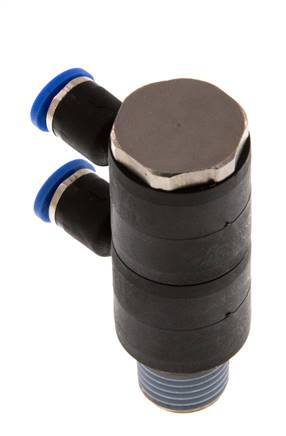 4mm x R1/4'' Manifold à 2 voies avec filetage mâle Laiton/PA 66 NBR Rotatif