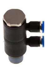 4mm x R1/4'' Manifold à 2 voies avec filetage mâle Laiton/PA 66 NBR Rotatif