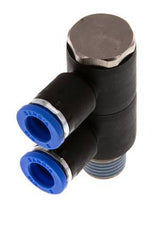 8mm x R1/4'' Manifold à 2 voies avec filetage mâle Laiton/PA 66 NBR Rotatif