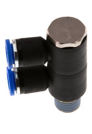 8mm x R1/4'' Manifold à 2 voies avec filetage mâle Laiton/PA 66 NBR Rotatif