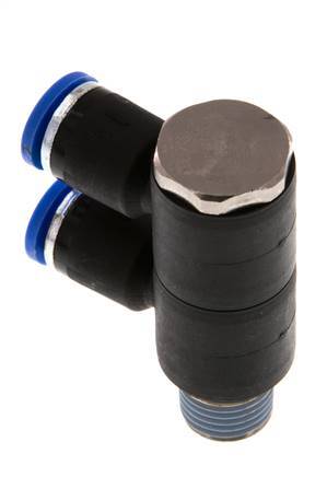 8mm x R1/4'' Manifold à 2 voies avec filetage mâle Laiton/PA 66 NBR Rotatif