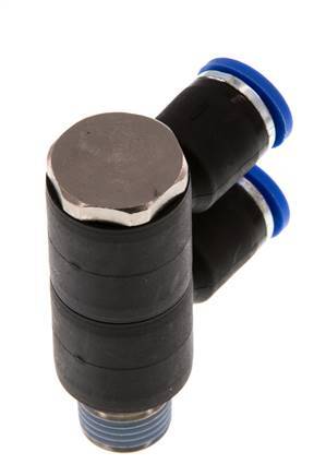 8mm x R1/4'' Manifold à 2 voies avec filetage mâle Laiton/PA 66 NBR Rotatif