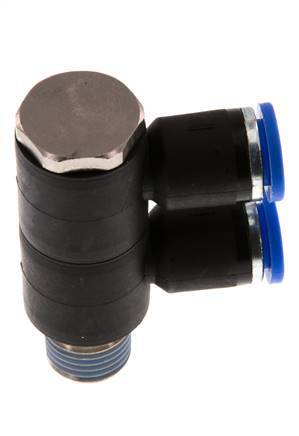 8mm x R1/4'' Manifold à 2 voies avec filetage mâle Laiton/PA 66 NBR Rotatif