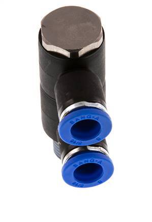 8mm x R1/4'' Manifold à 2 voies avec filetage mâle Laiton/PA 66 NBR Rotatif