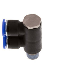 10mm x R1/4'' 2-way Manifold Push-in Fitting with Male Threads Brass/PA 66 NBR Rotatable