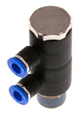 6mm x R3/8'' Manifold à 2 voies avec filetages mâles Laiton/PA 66 NBR Rotatif