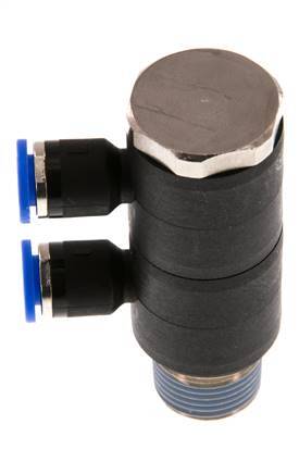 6mm x R3/8'' Manifold à 2 voies avec filetages mâles Laiton/PA 66 NBR Rotatif