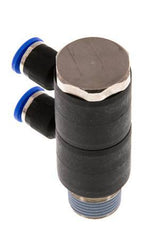 6mm x R3/8'' 2-way Manifold Push-in Fitting with Male Threads Brass/PA 66 NBR Rotatable