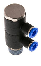 6mm x R3/8'' Manifold à 2 voies avec filetages mâles Laiton/PA 66 NBR Rotatif